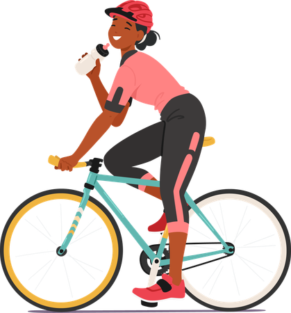 Woman drinking energy drink in race  Illustration