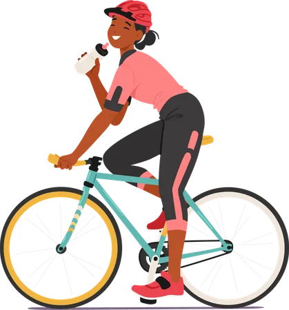 Woman drinking energy drink in race  Illustration