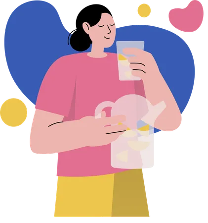 Woman drinking hot coffee  Illustration