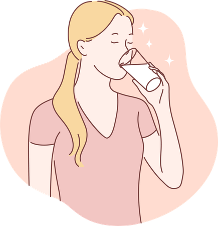Woman drinking milk  Illustration