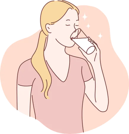 Woman drinking milk  Illustration