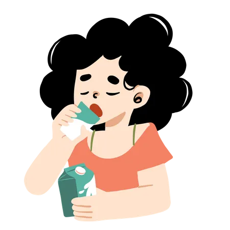 Woman drinking milk  Illustration