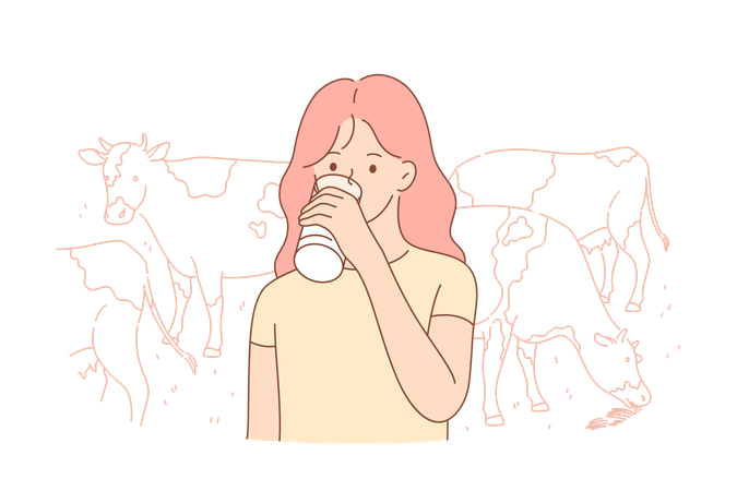 Woman drinking milk  Illustration