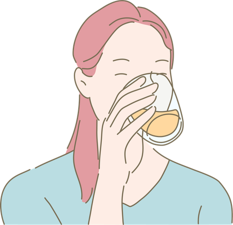 Woman drinking orange juice  Illustration
