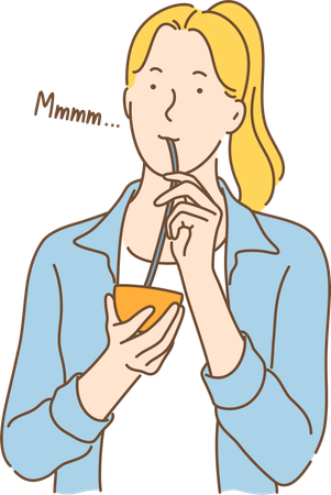 Woman drinking orange juice  Illustration