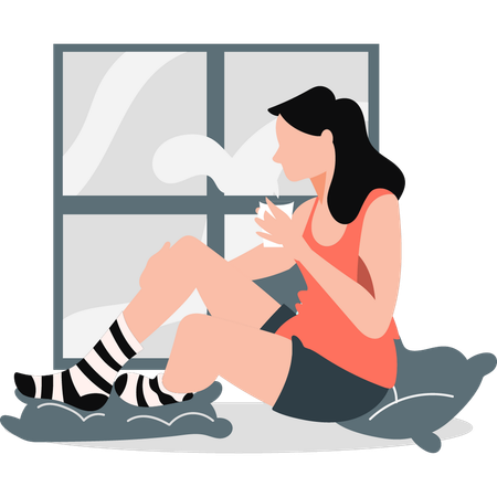 Woman drinking tea  Illustration