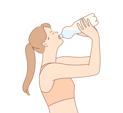 Woman drinking water after workout  일러스트레이션