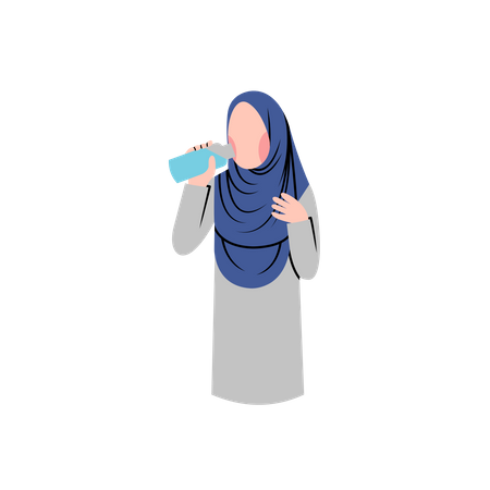 Woman drinking water for hydration Illustration