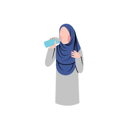 Woman drinking water for hydration  イラスト