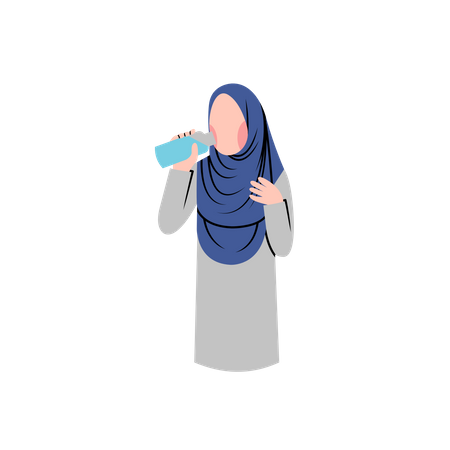 Woman drinking water for hydration  Illustration