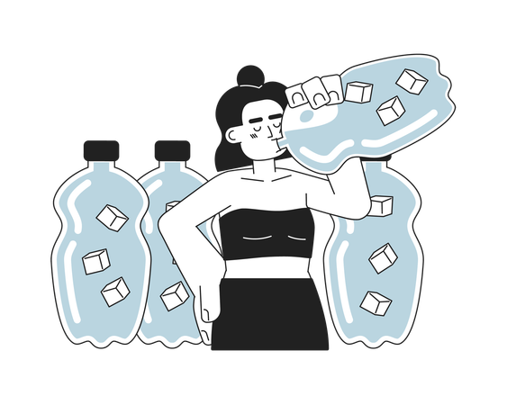 Woman drinking water from bottle  일러스트레이션