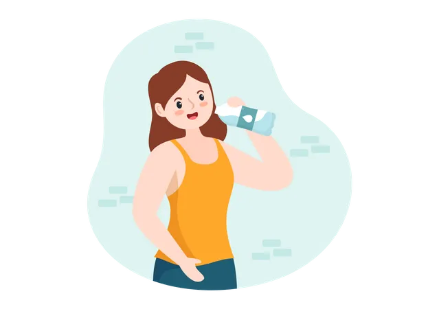 Woman Drinking Water  Illustration