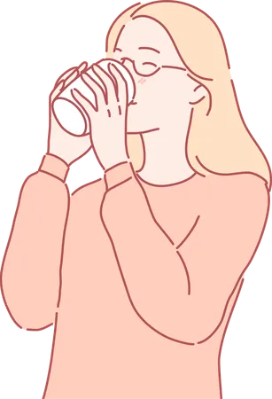 Woman drinking water  Illustration