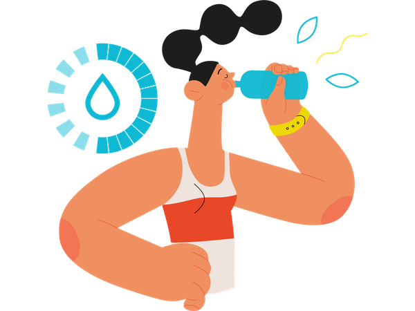 Woman Drinking Water  Illustration