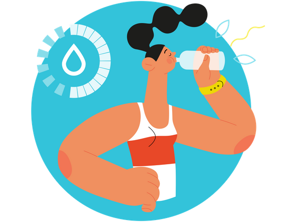 Woman Drinking Water  Illustration