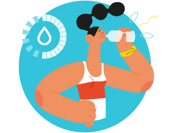 Woman Drinking Water  Illustration