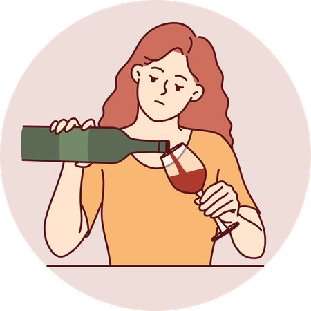 Woman drinking wine  Illustration