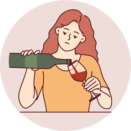 Woman drinking wine  Illustration