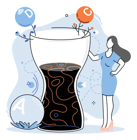 Woman drinks detox water  Illustration