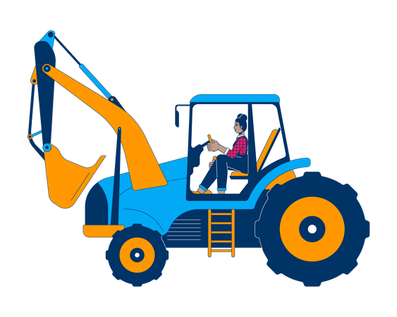 Woman driving excavator  Illustration