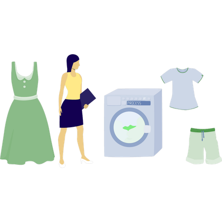 Woman dry the laundry  Illustration