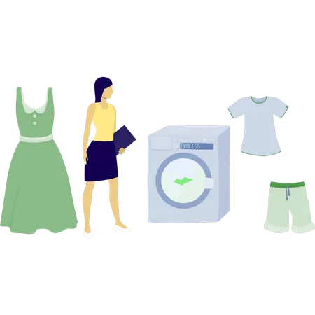 Woman dry the laundry  Illustration