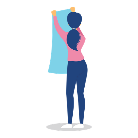 Woman drying cloth  Illustration