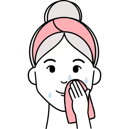 Woman Drying Her face  Illustration