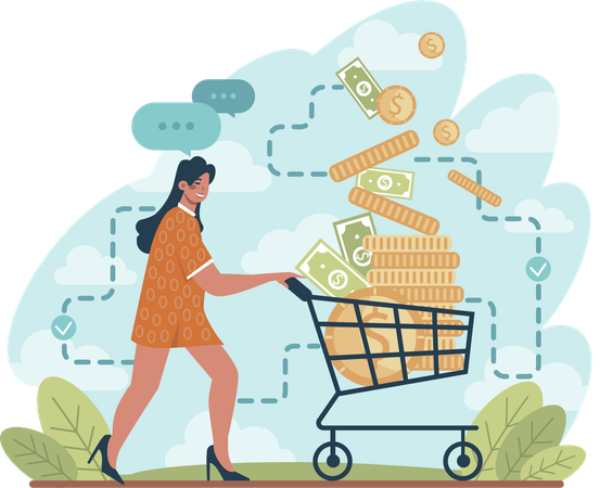 Woman earning money  Illustration