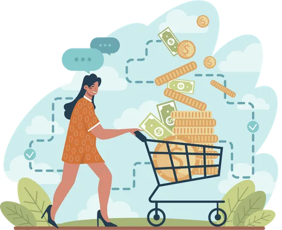 Woman earning money  Illustration