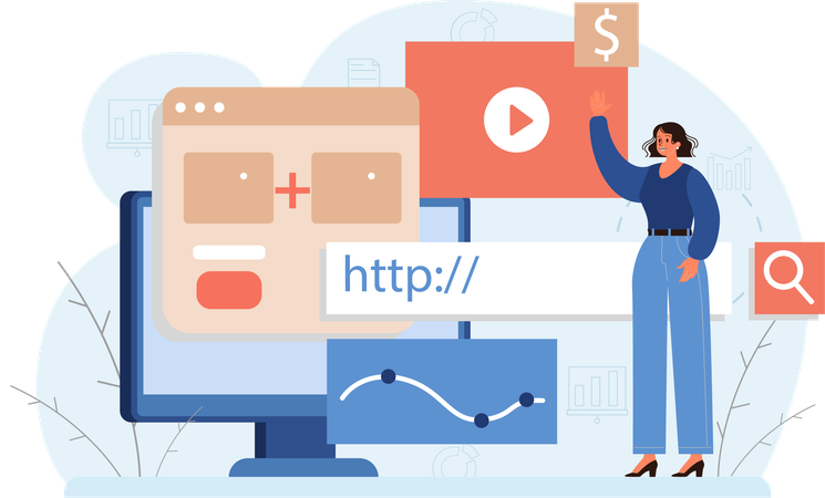 Woman earning money from video marketing  Illustration