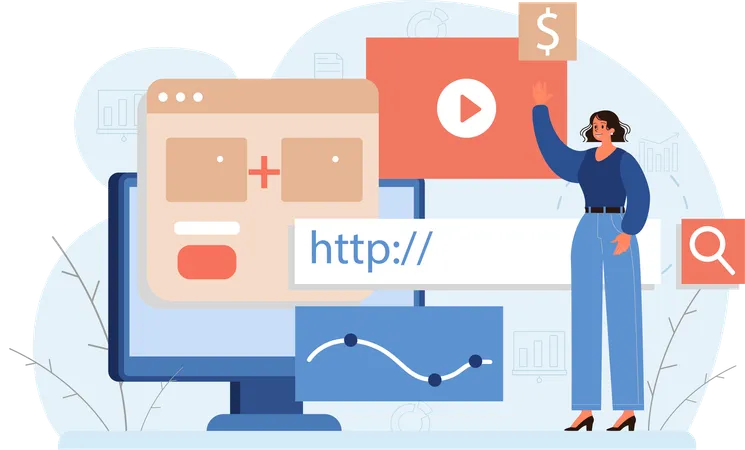 Woman earning money from video marketing  Illustration