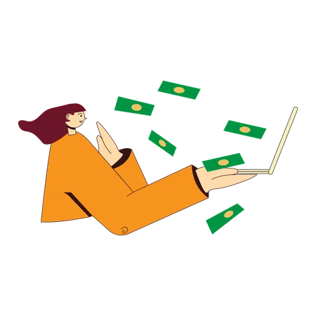 Woman earning money  Illustration