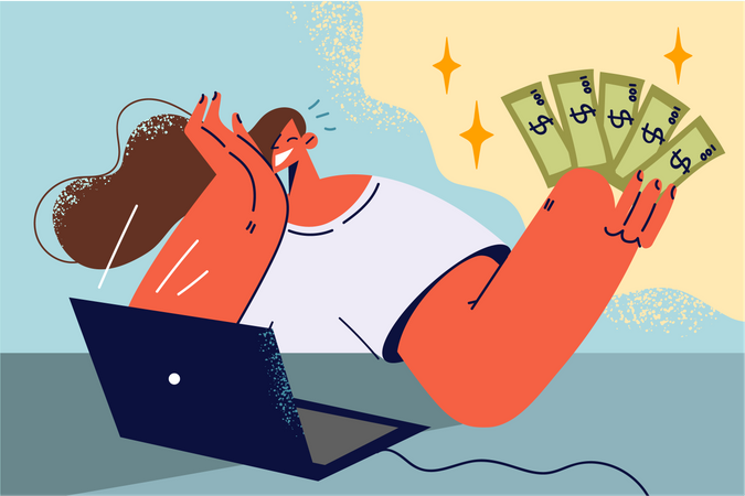 Woman earning money  Illustration