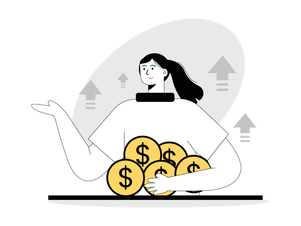Woman earning profit from investment Illustration