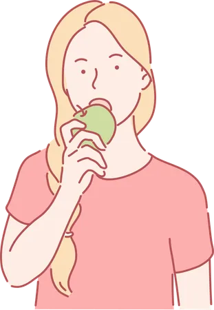 Woman eating apple  Illustration