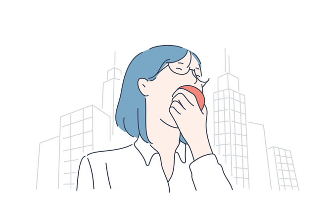 Woman eating apple  Illustration