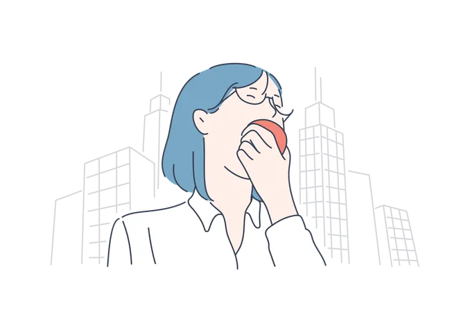 Woman eating apple  Illustration