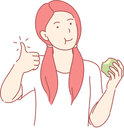 Woman eating apple  Illustration