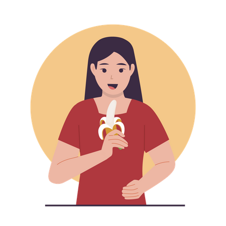 Woman eating banana  Illustration