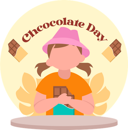 Woman eating chocolate Illustration