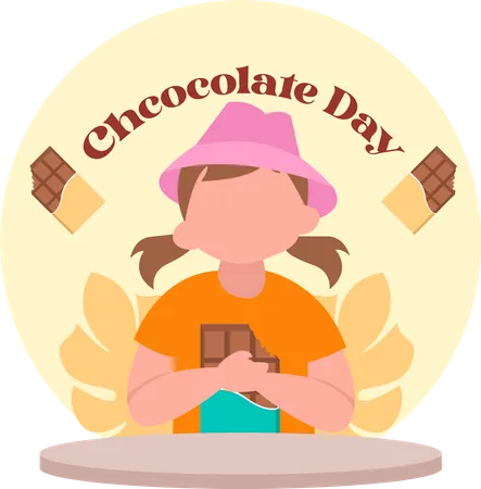 Woman eating chocolate Illustration