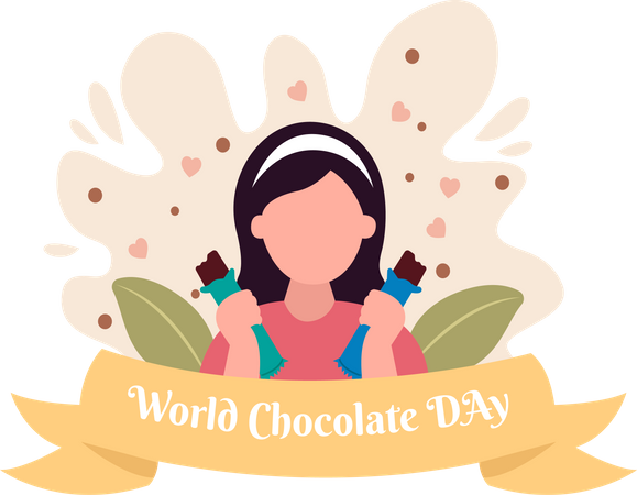 Woman eating chocolate  Illustration