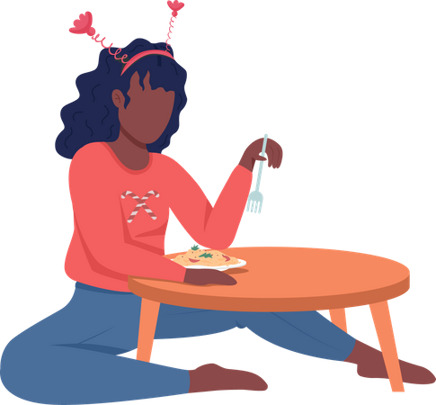 Woman eating food  Illustration