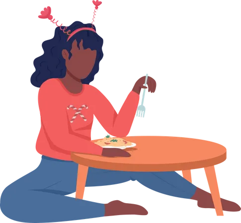 Woman eating food  Illustration