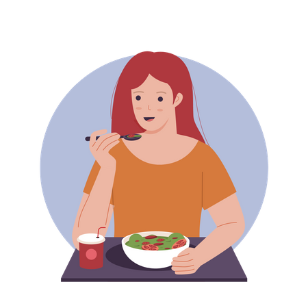 Woman eating food  Illustration