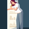 woman eating at night illustration free download