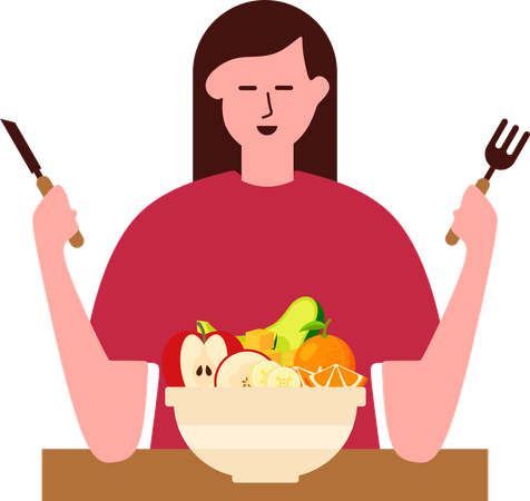 Woman eating healthy diet  Illustration