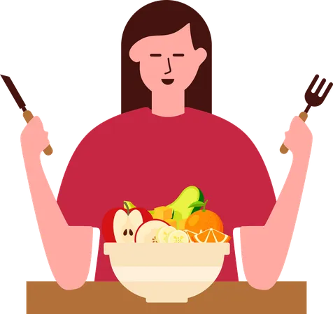 Woman eating healthy diet  Illustration