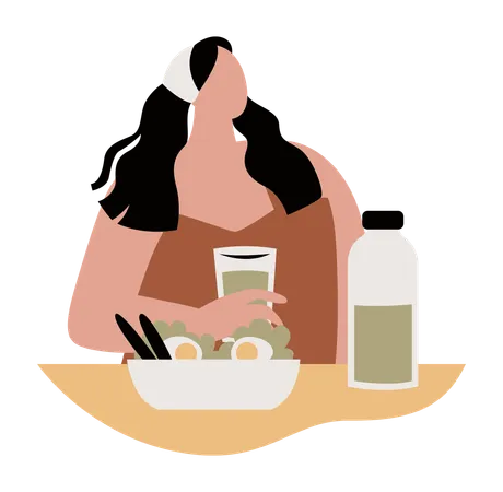 Woman Eating Healthy Food  Illustration